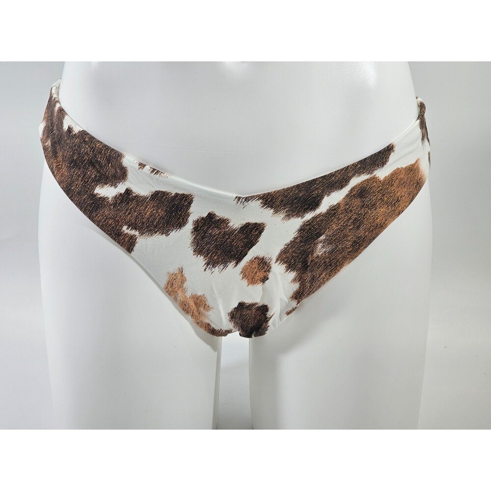 We Wore What Womens XS Delilah Cowhide Flatlock Bikini Bottom High-Cut V NEW NWT
